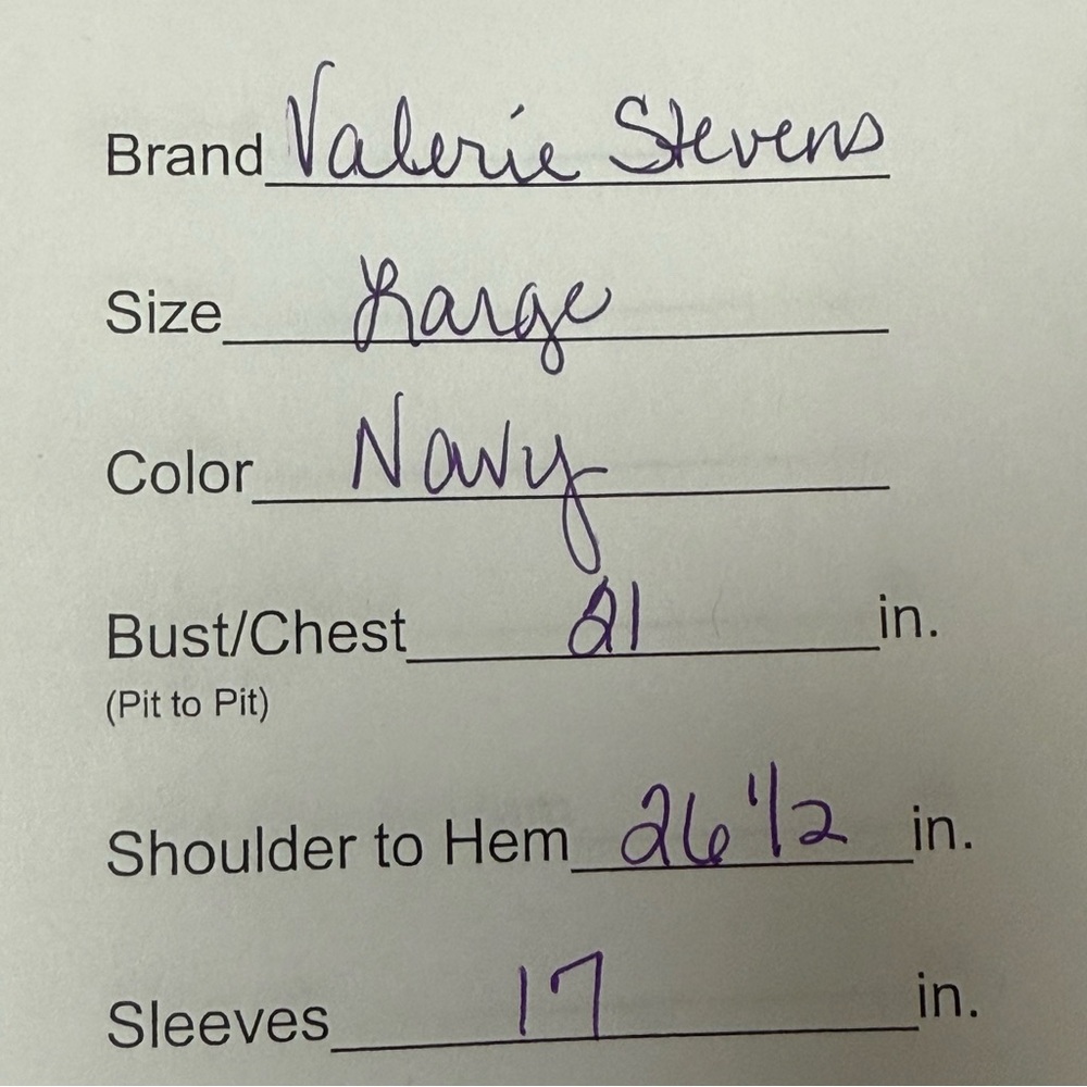 Valerie Stevens Navy Lace Front Blouse Women’s Large - Picture 7 of 7